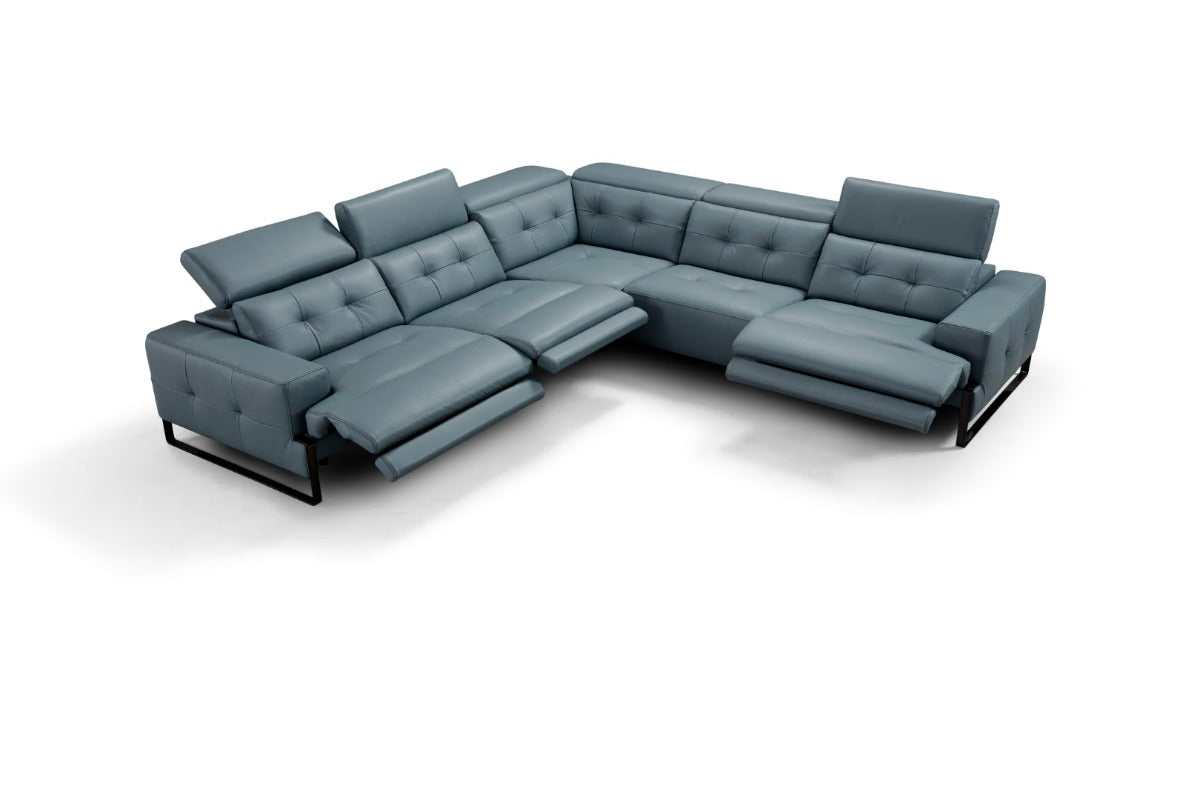 Incanto I772 Leather Sectional with Recliners, Dark Grey