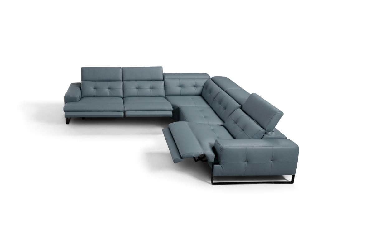 Incanto I772 Leather Sectional with Recliners, Dark Grey