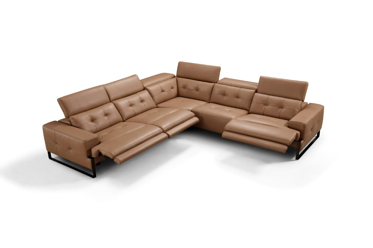 Incanto I772 Leather Sectional with Recliners in Caramel Leather