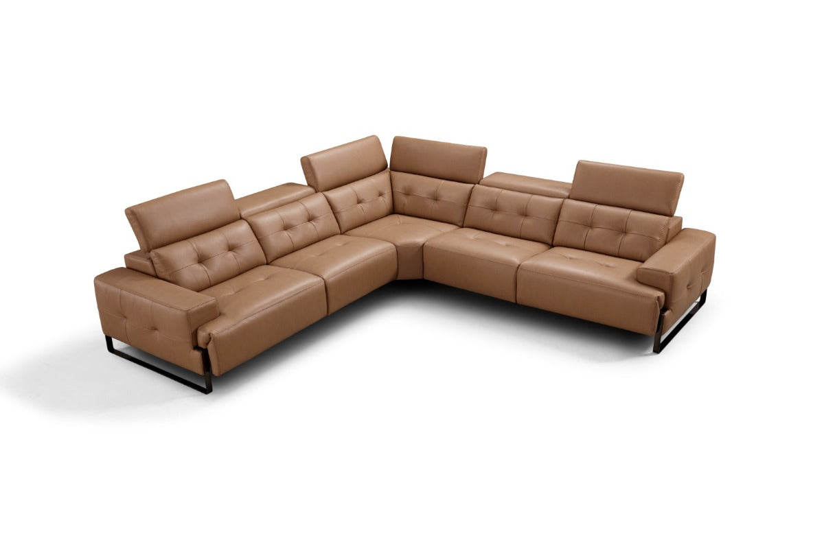 Incanto I772 Leather Sectional with Recliners in Caramel Leather