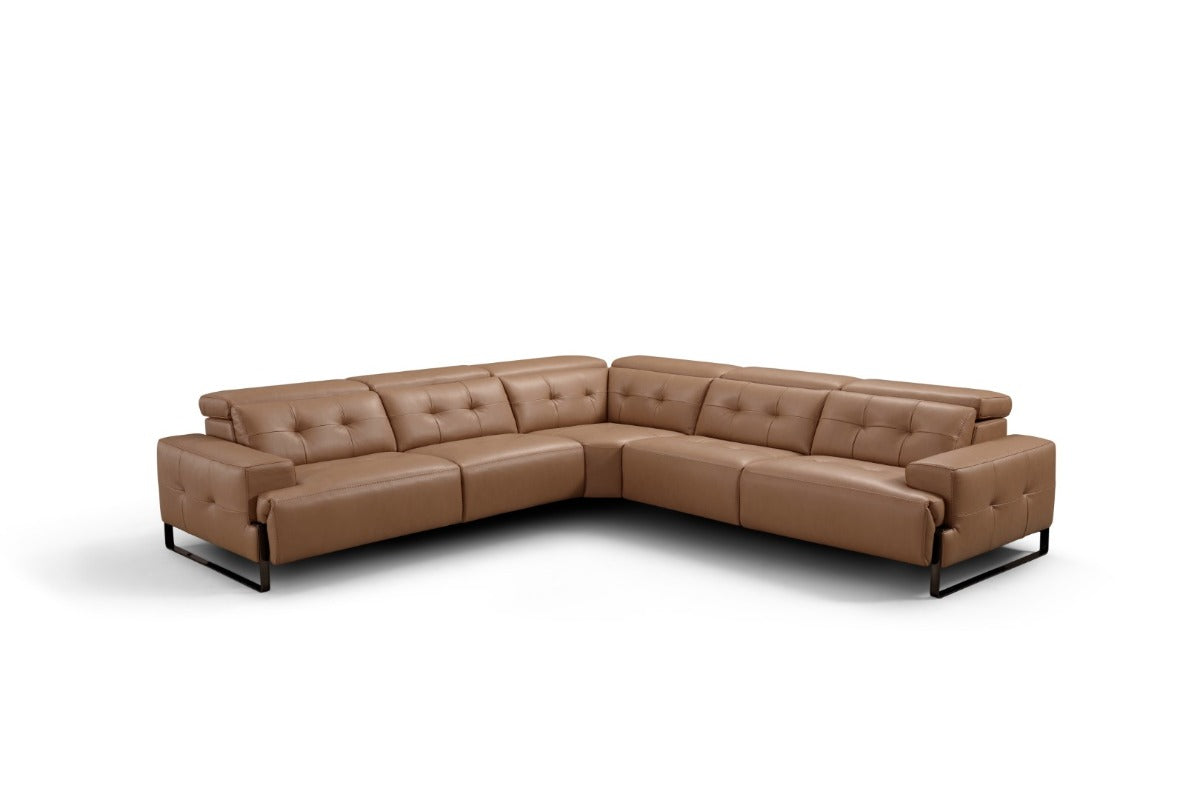 Incanto I772 Leather Sectional with Recliners in Caramel Leather