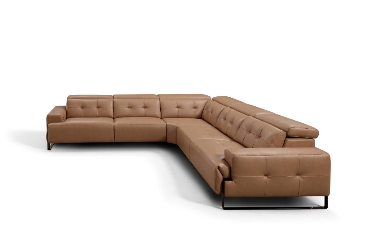 Incanto I772 Leather Sectional with Recliners in Caramel Leather