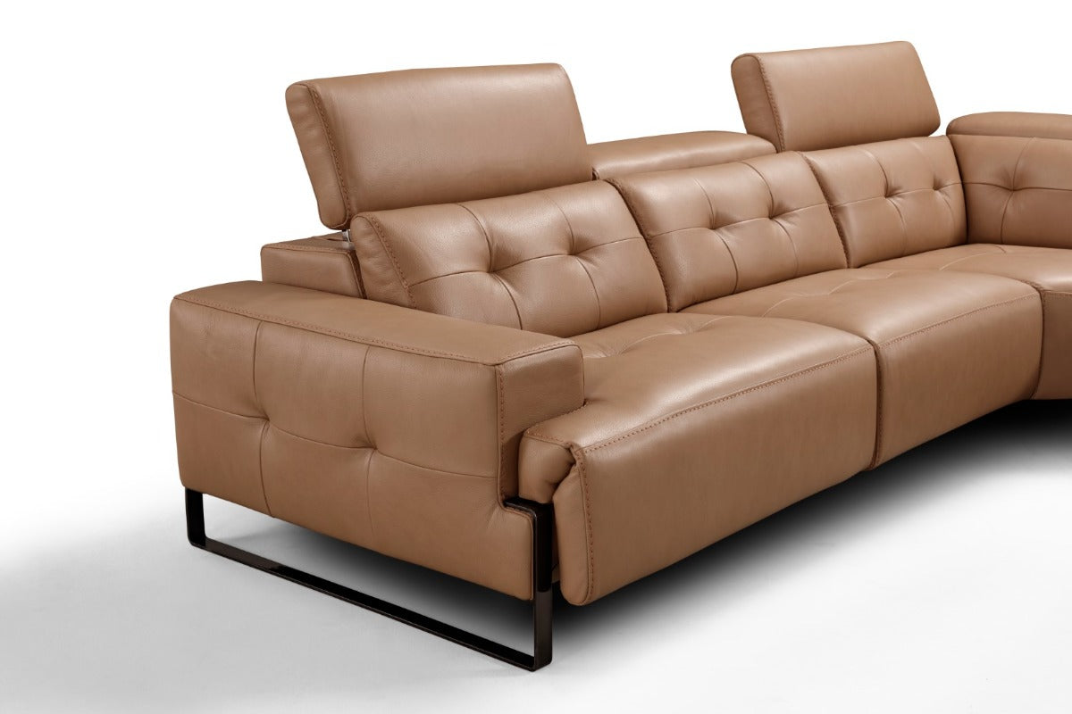 Incanto I772 Leather Sectional with Recliners in Caramel Leather