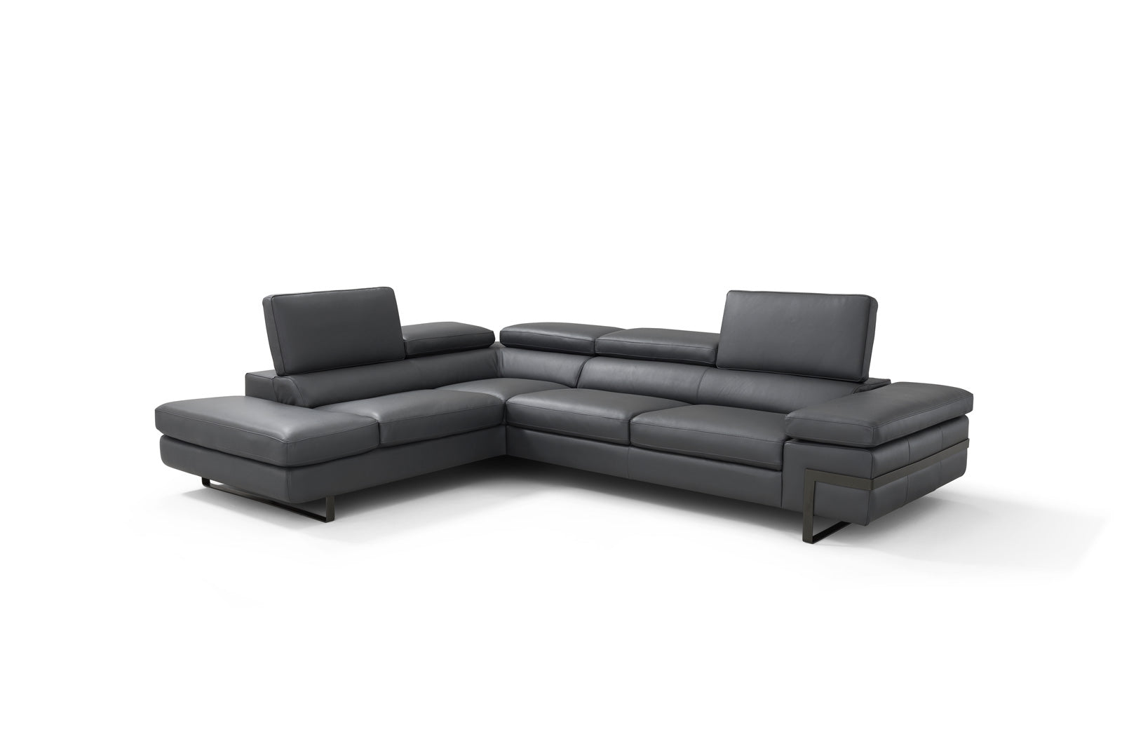 J & M Rimini Leather Sectional, Dark Gray