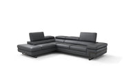 J & M Rimini Leather Sectional, Dark Gray