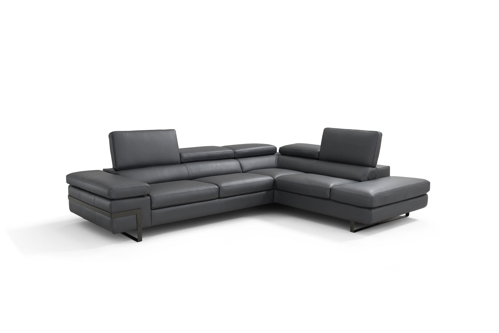 J & M Rimini Leather Sectional, Dark Gray