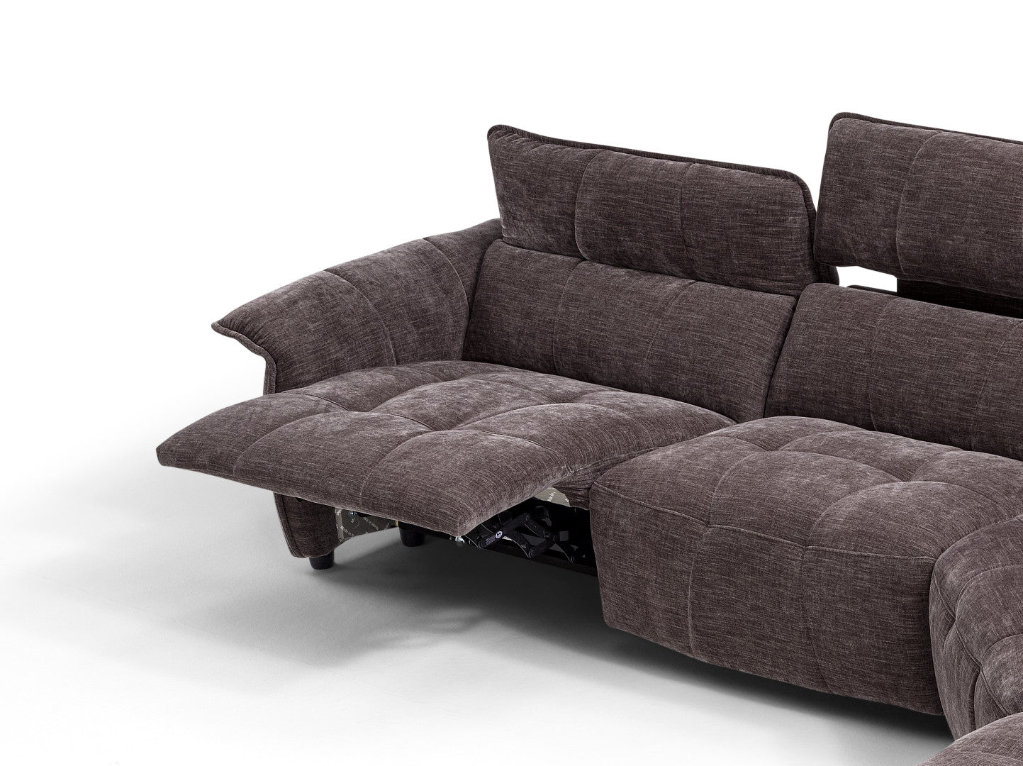 Borg Sectional with Recliners, Left Arm Facing, Mouse Fabric | Creative Furniture