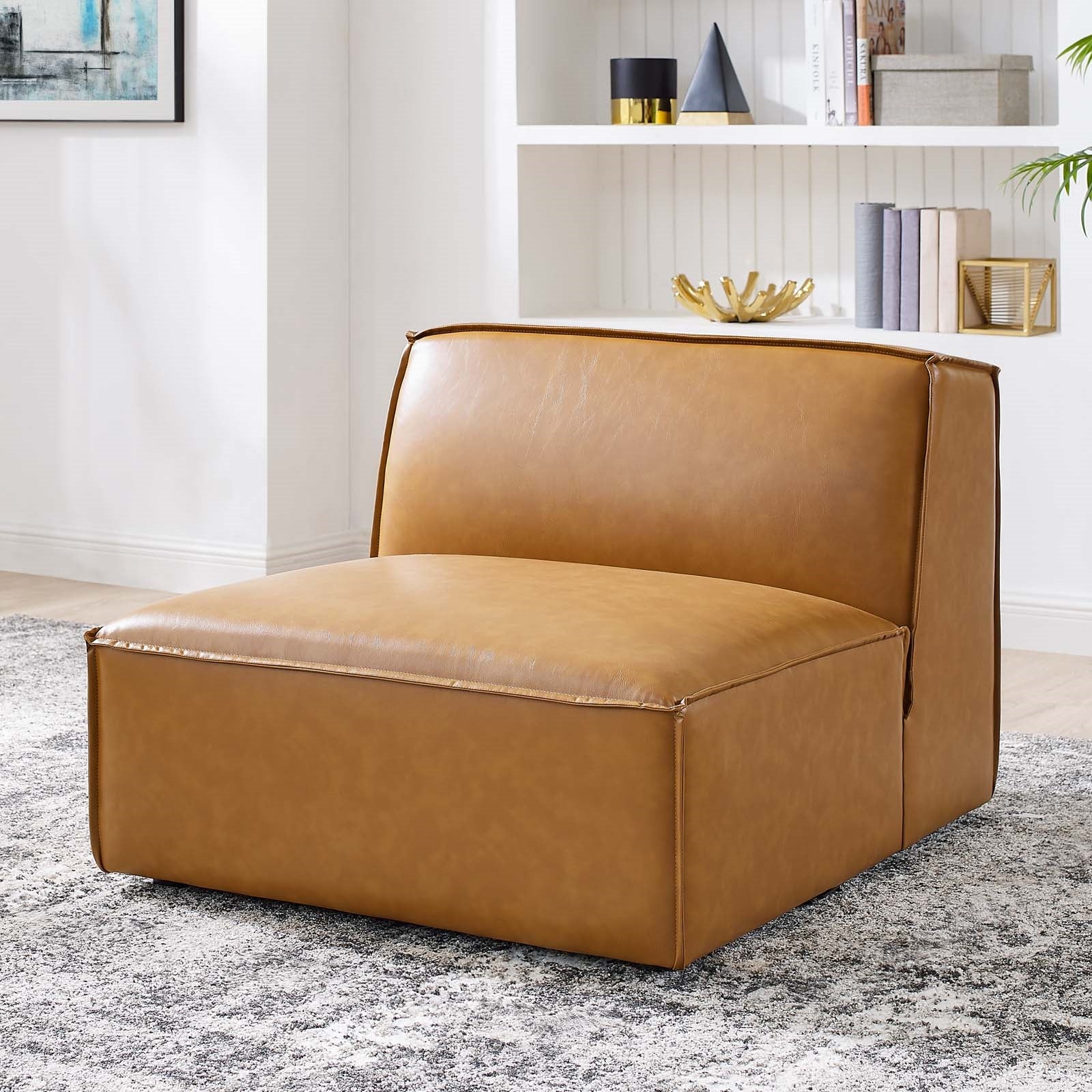 Modway Restore Vegan Leather Sectional Sofa Armless Chair