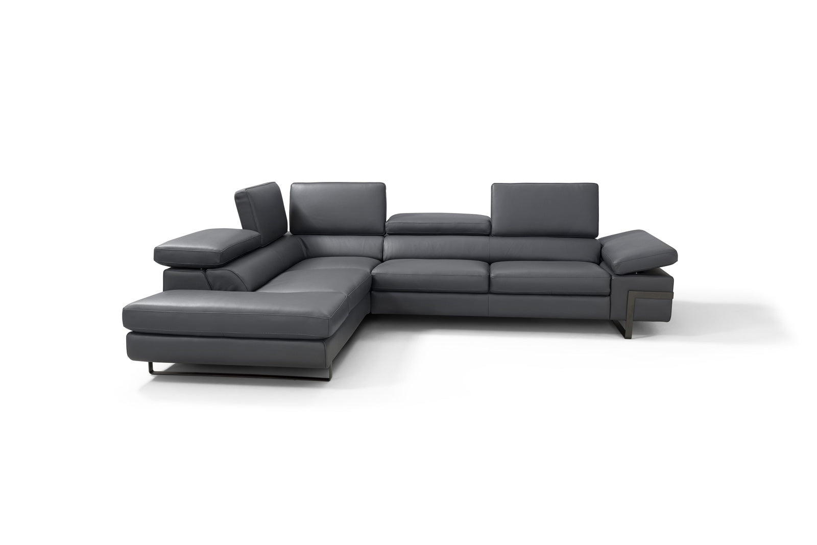 J & M Rimini Leather Sectional, Dark Gray
