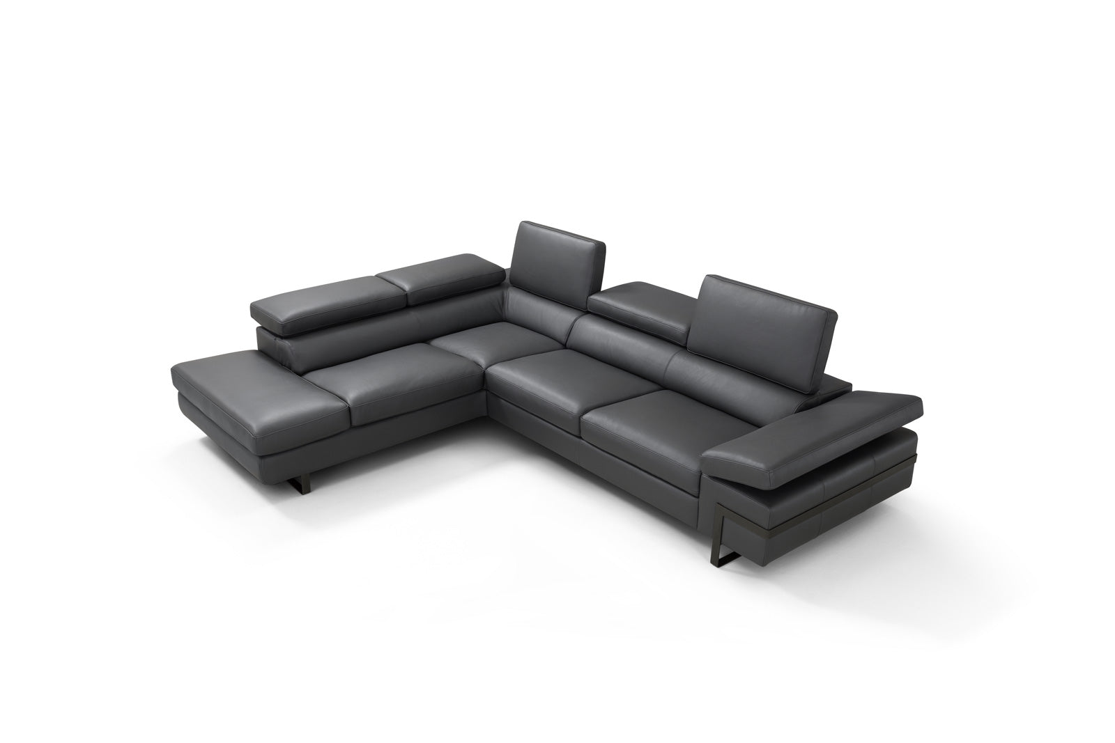J & M Rimini Leather Sectional, Dark Gray