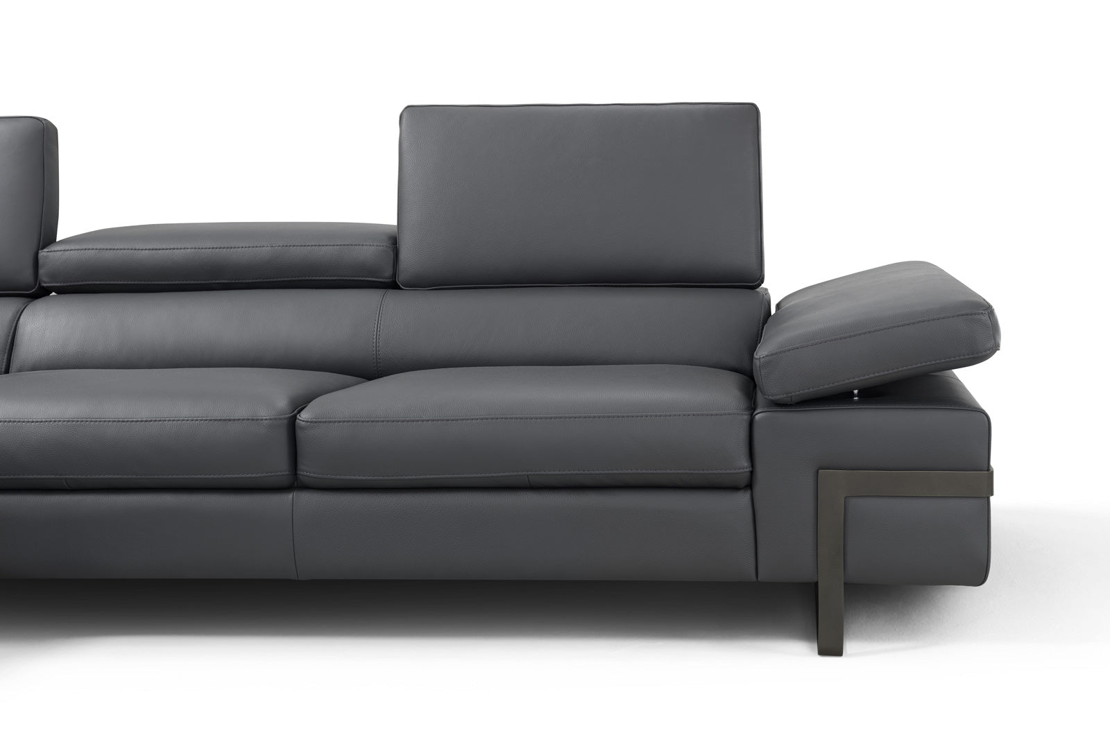 J & M Rimini Leather Sectional, Dark Gray
