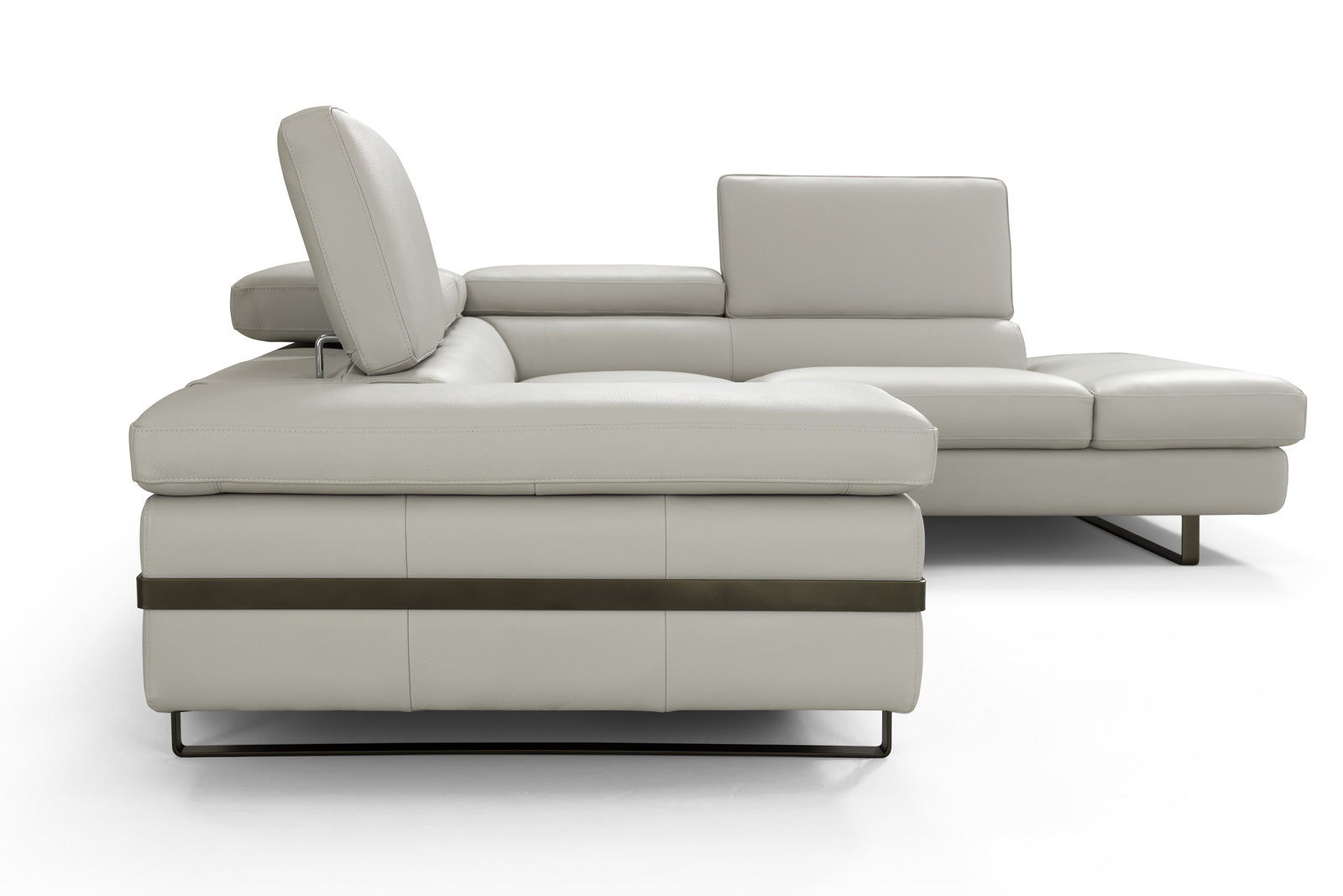 J & M Rimini Leather Sectional, Light Gray
