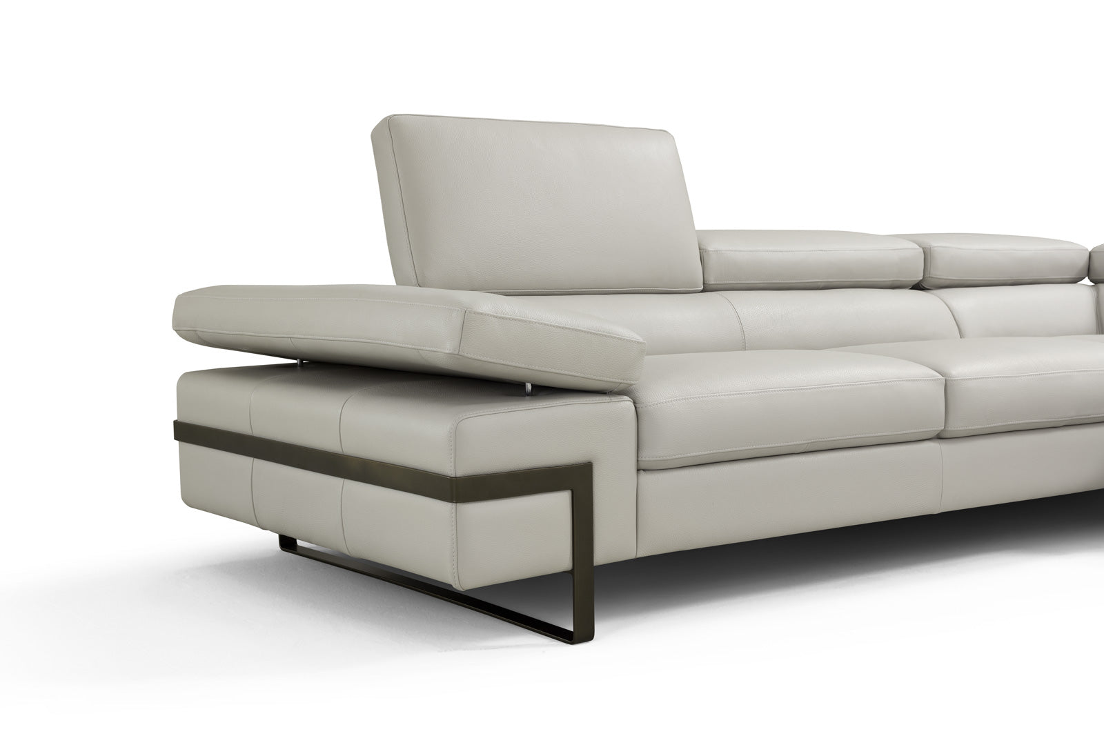 J & M Rimini Leather Sectional, Light Gray