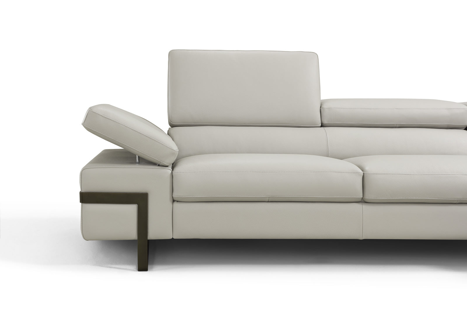 J & M Rimini Leather Sectional, Light Gray