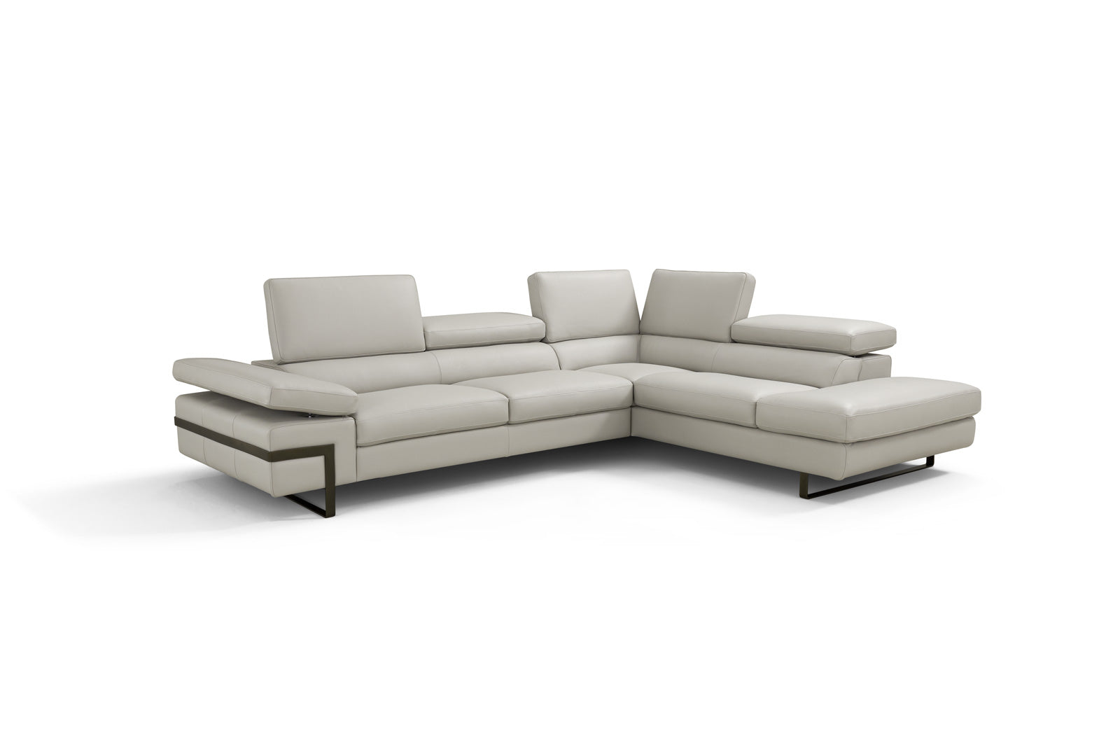 J & M Rimini Leather Sectional, Light Gray