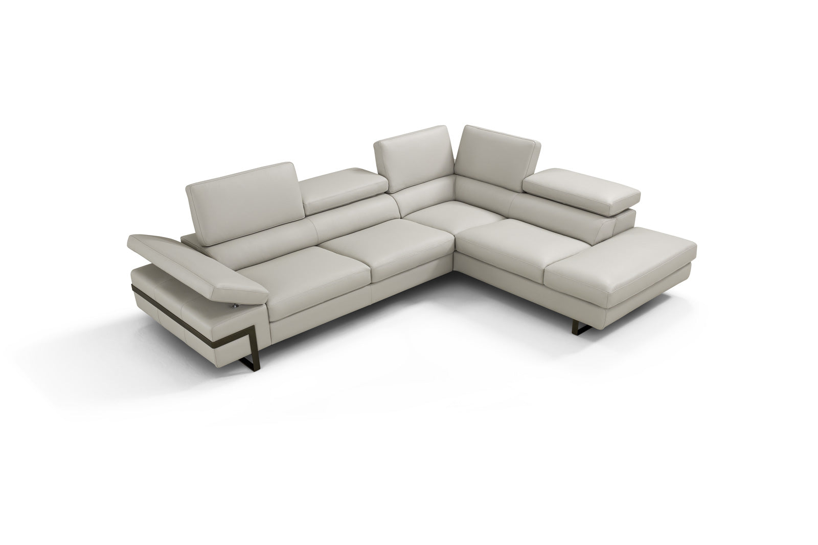 J & M Rimini Leather Sectional, Light Gray