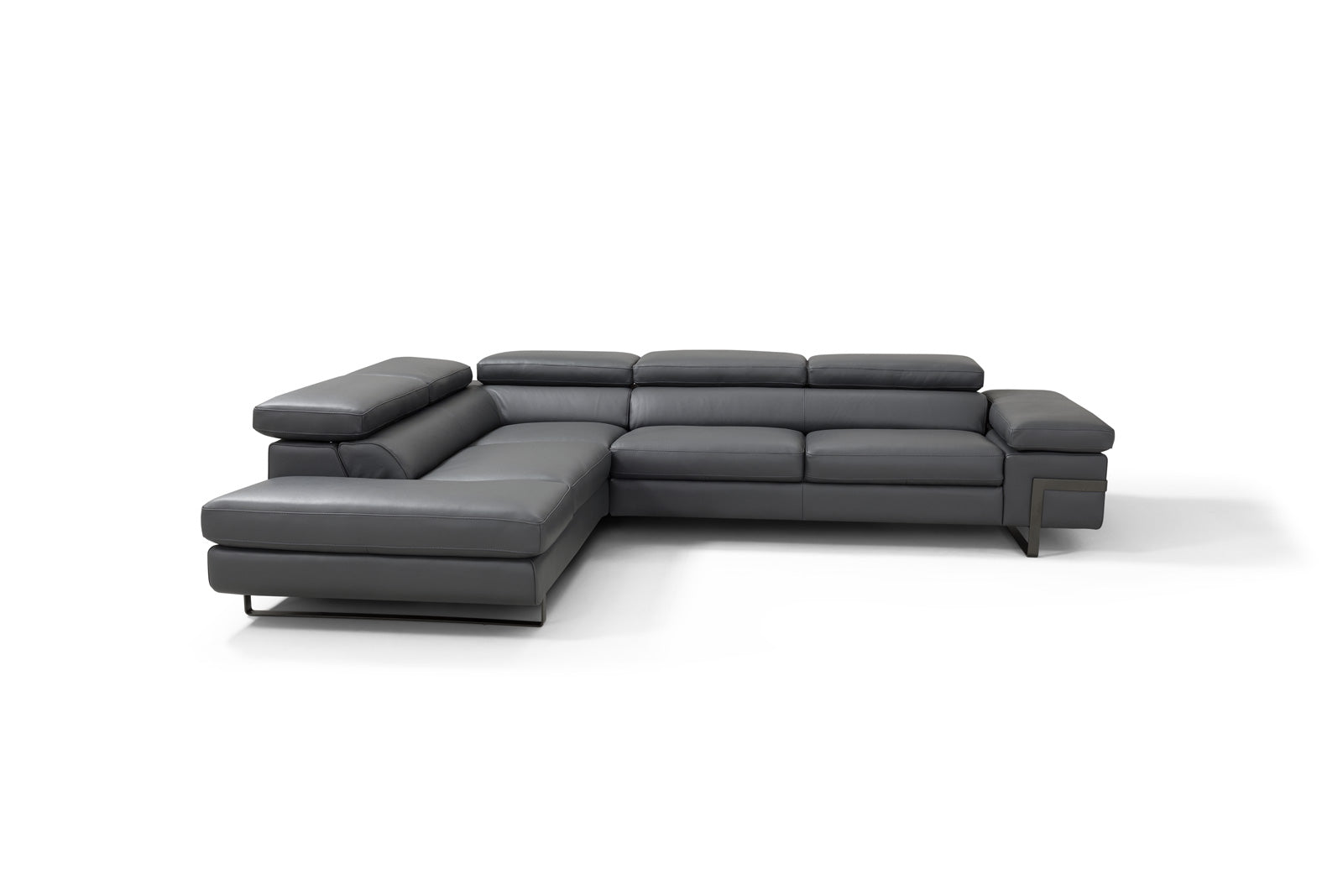 J & M Rimini Leather Sectional, Dark Gray