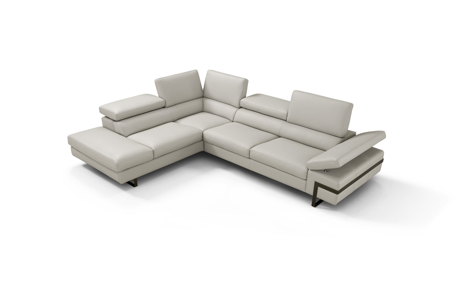J & M Rimini Leather Sectional, Light Gray