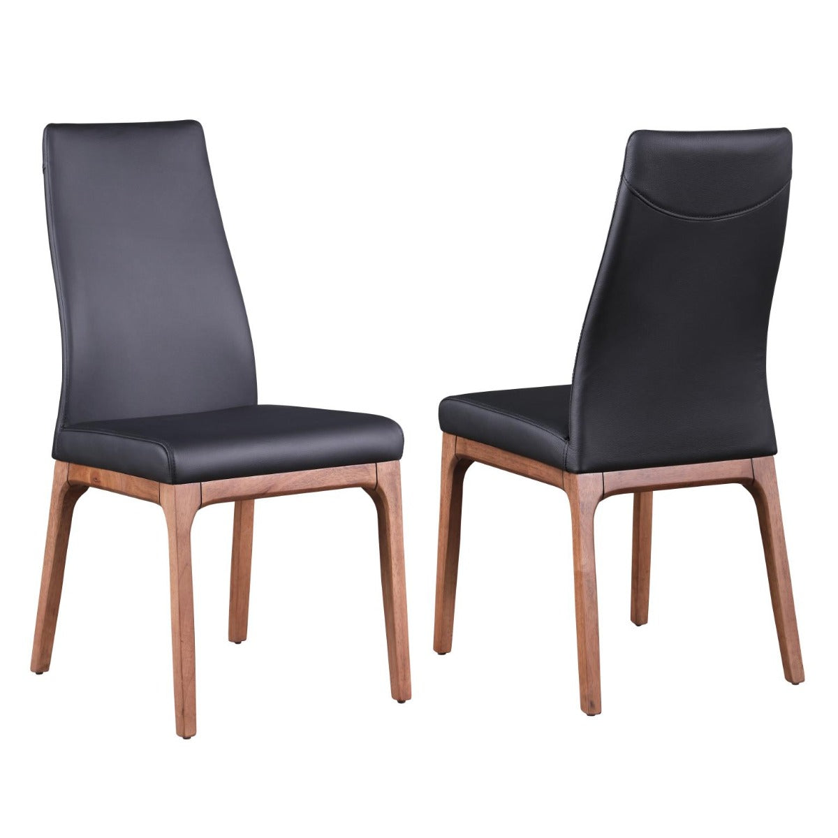 Chintaly Emily Dining Room Set with Black Glass Table & 4 Rosario Solid Wood Chairs