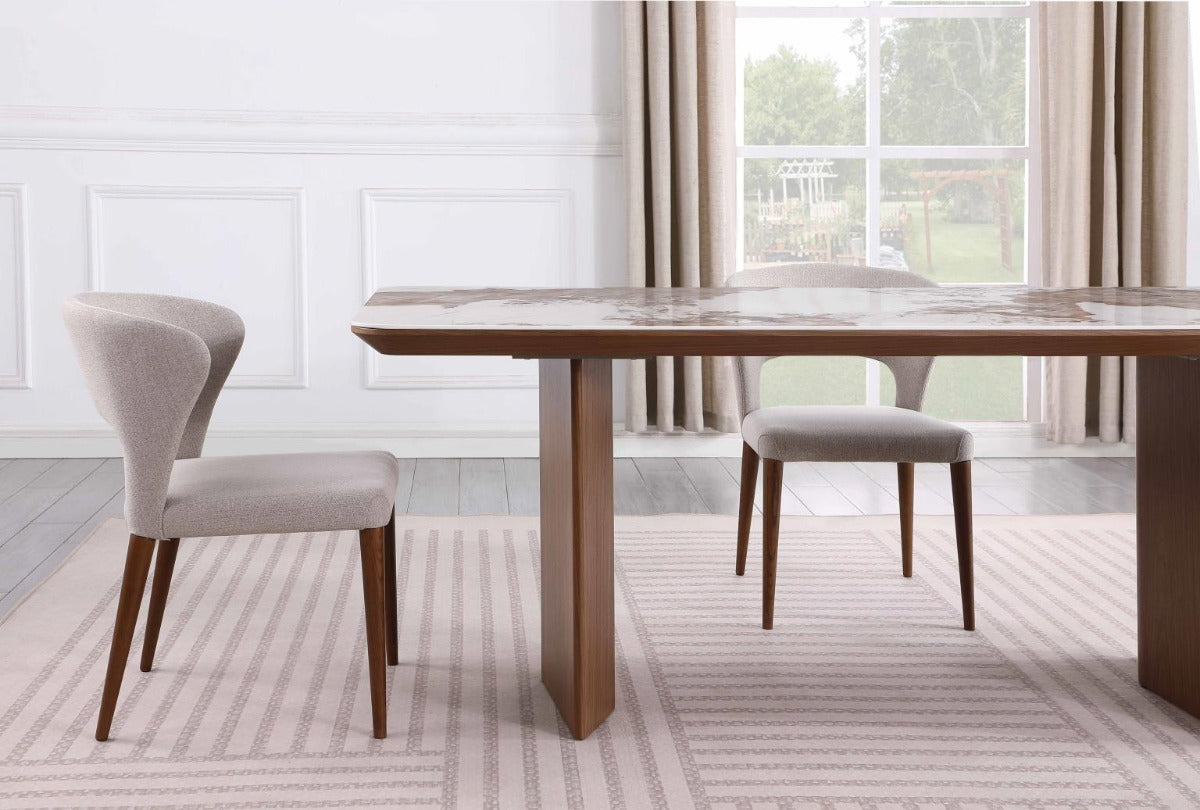 Chintaly Ruby Rose 5-Piece Modern Dining Set with Ceramic Top Table & Open-back Chairs