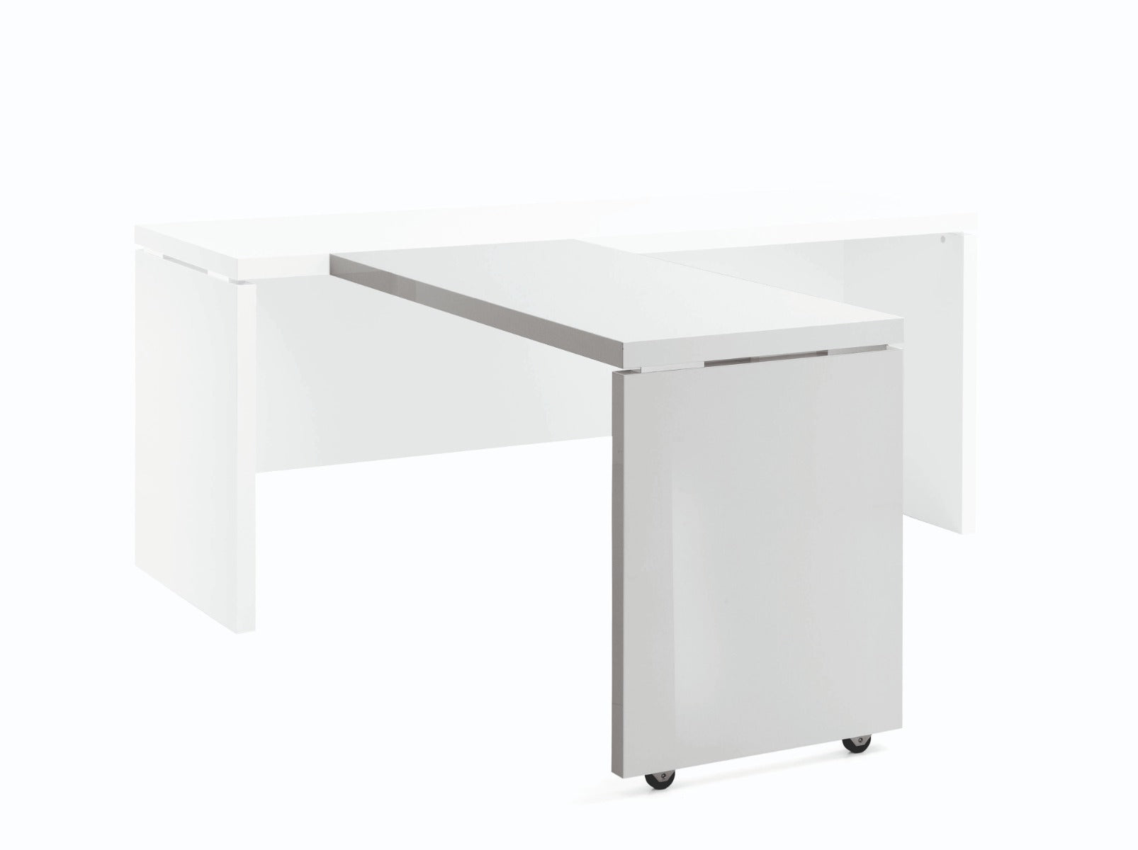 Sedona 47" Sliding Return Desk, White High Gloss | Delivery lead time 20 Weeks.