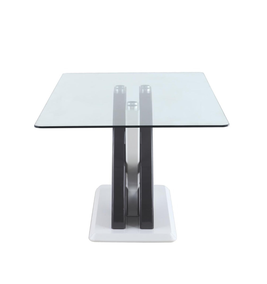 Chintaly Stella 5-Piece Modern Dining Set with Glass Table & 2-Tone Chairs