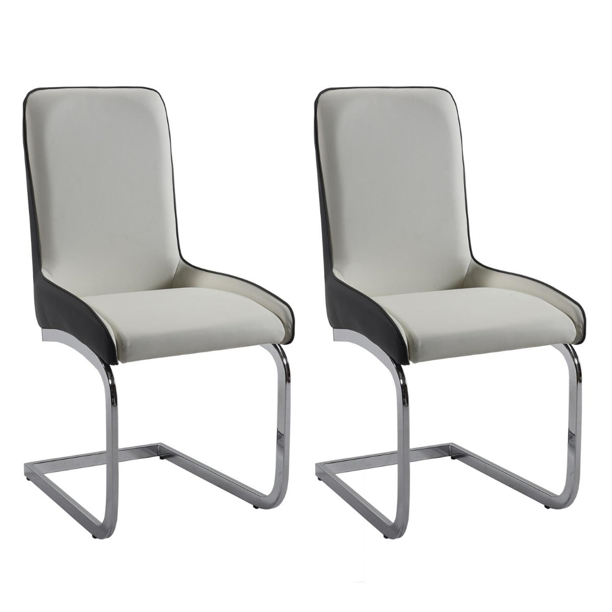 Chintaly Stella 5-Piece Modern Dining Set with Glass Table & 2-Tone Chairs
