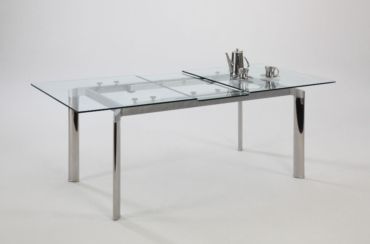 Chintaly Tara Extendable Dining Table, Clear