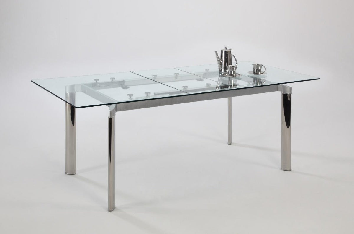 Chintaly Tara Extendable Dining Table, Clear