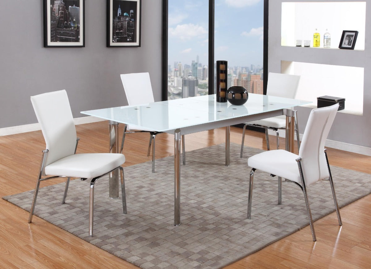 Chintaly Molly Motion Back Side Chair, White with Chrome Legs