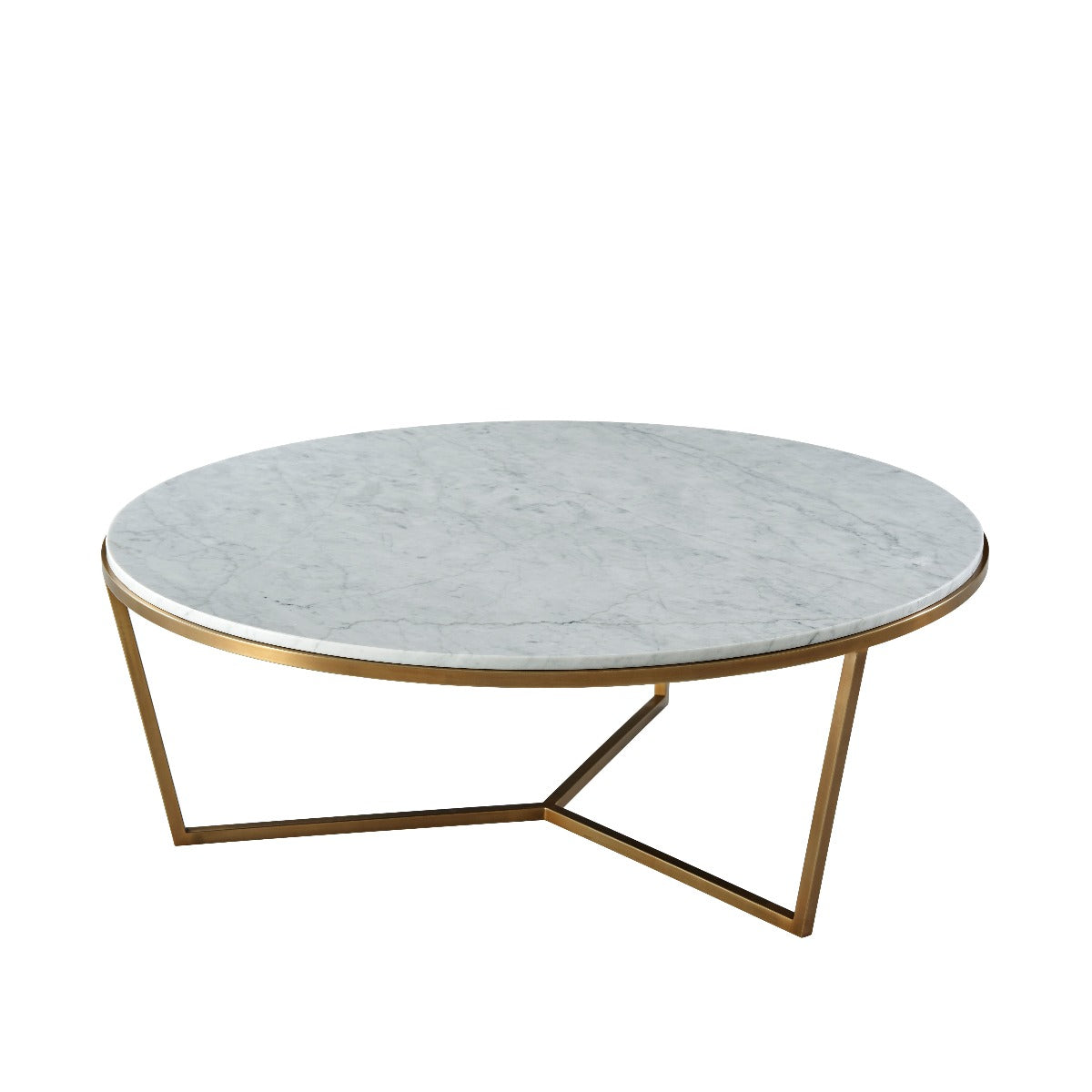 Theodore Alexander Fisher Round Cocktail Table, Marble Top