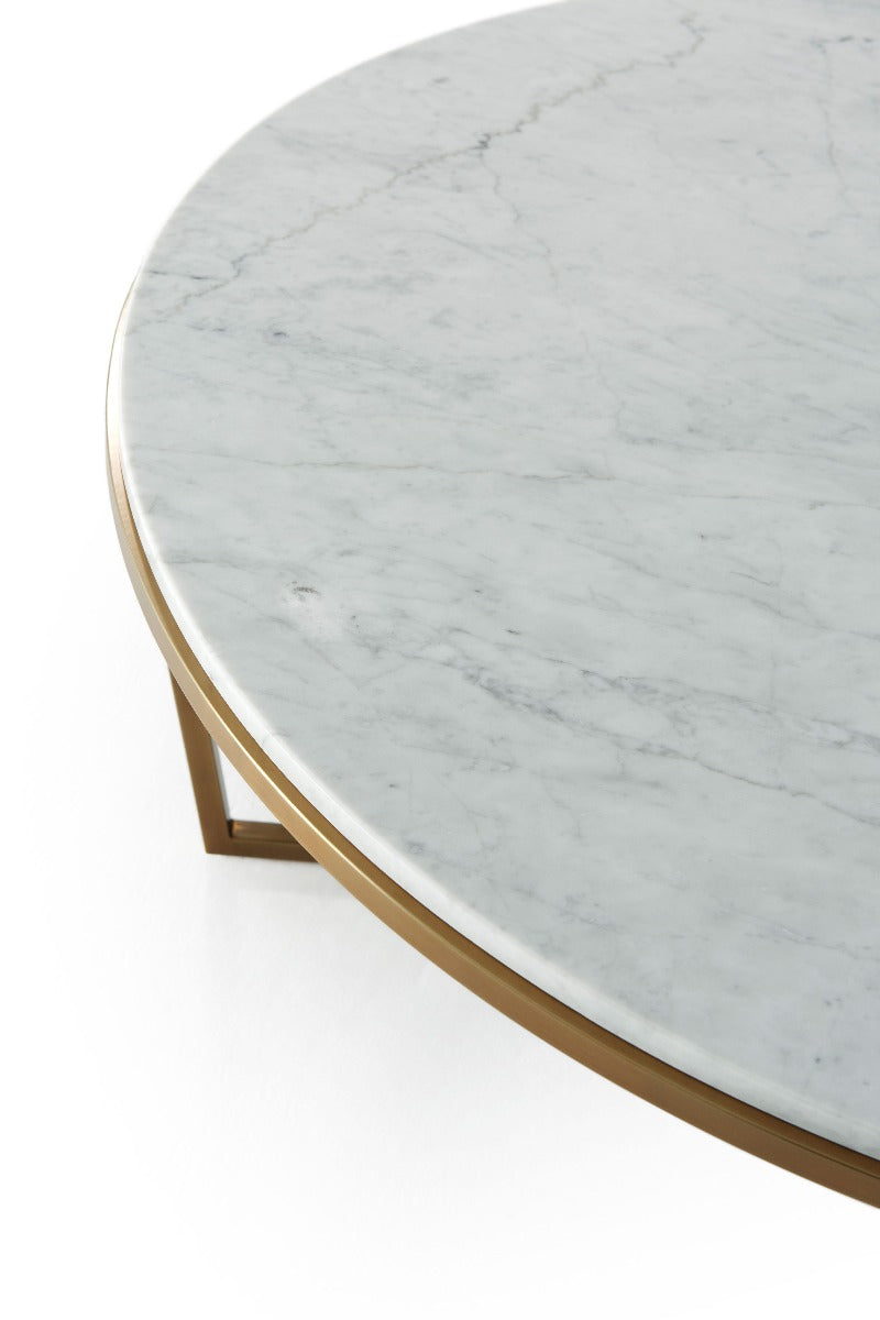Theodore Alexander Fisher Round Cocktail Table, Marble Top