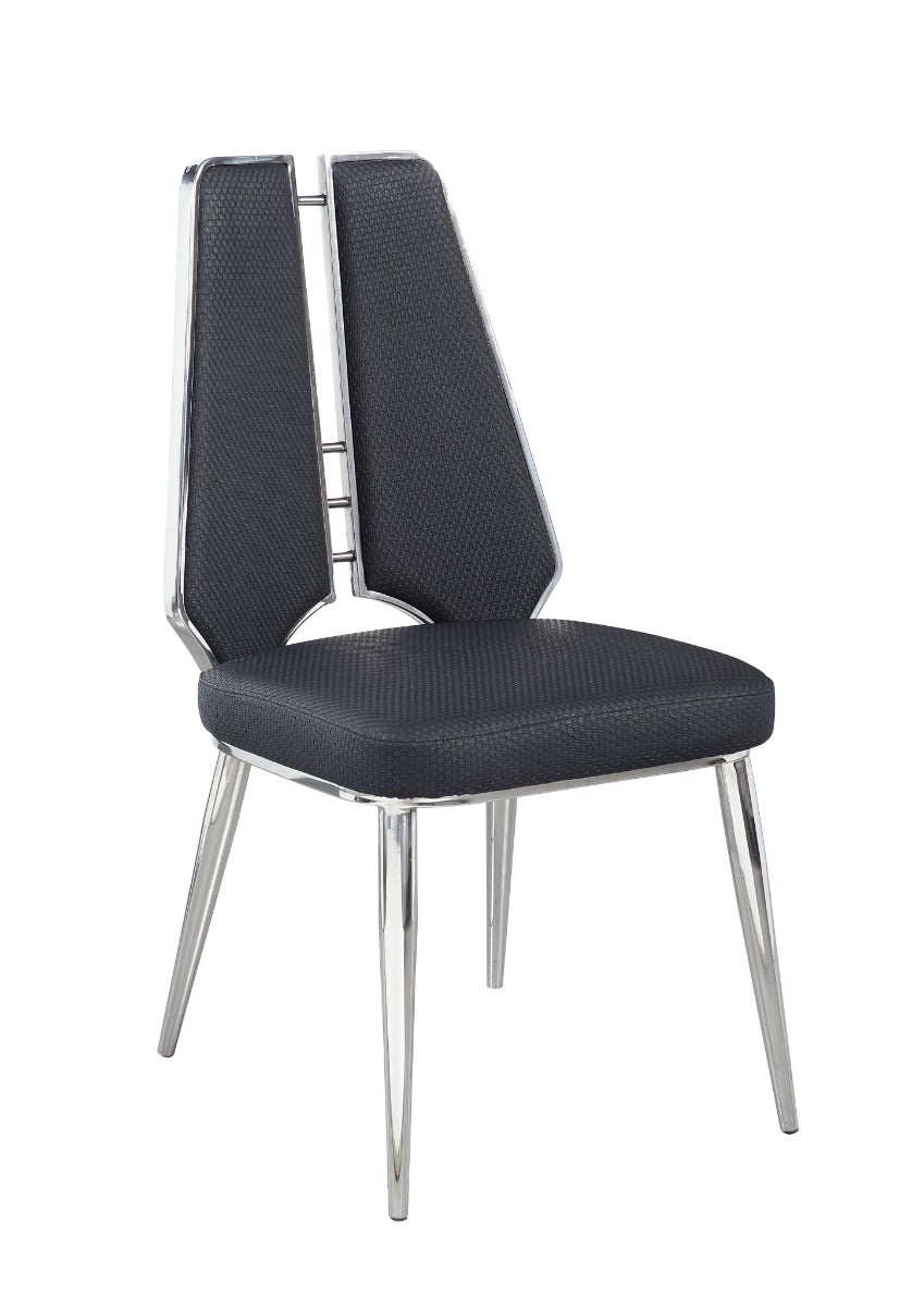 Chintaly Nora Tessa 5-Piece Contemporary Dining Set with Extendable Textured Table & Steel Accent Chairs