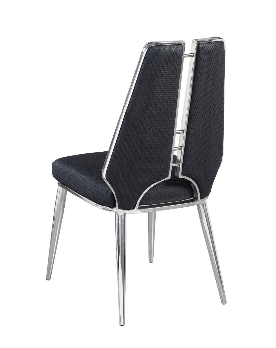 Chintaly Nora Tessa 5-Piece Contemporary Dining Set with Extendable Textured Table & Steel Accent Chairs