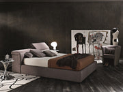 J & M Tower Modern Storage Bed in Taupe Fabric