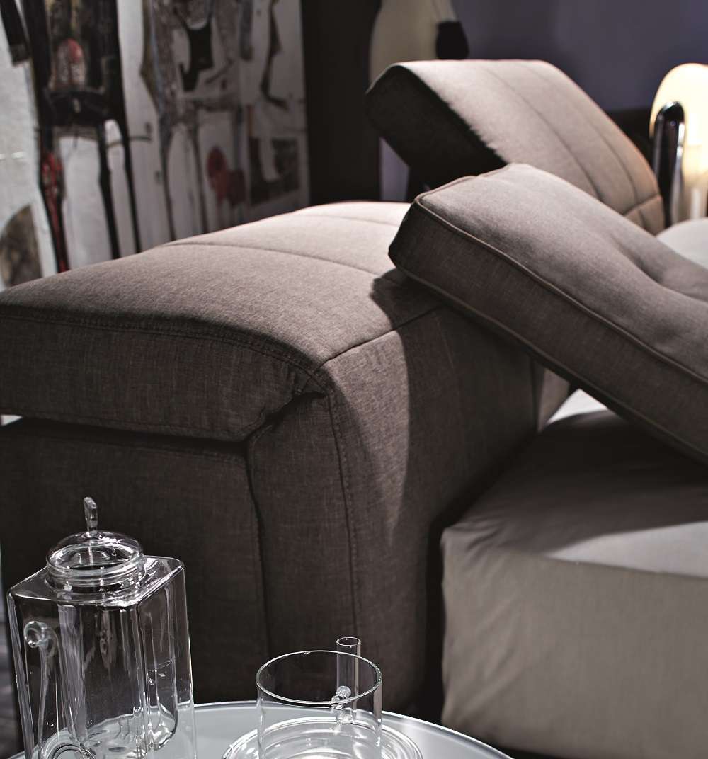 J & M Tower Modern Storage Bed in Taupe Fabric