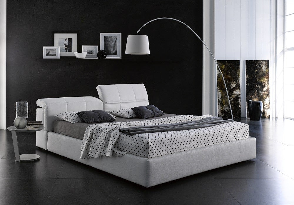 J & M Tower Modern Storage Bed in White Eco-Leather