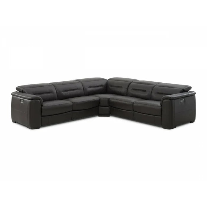 Rossi Sectional with Power Recliners | Leather, Brown