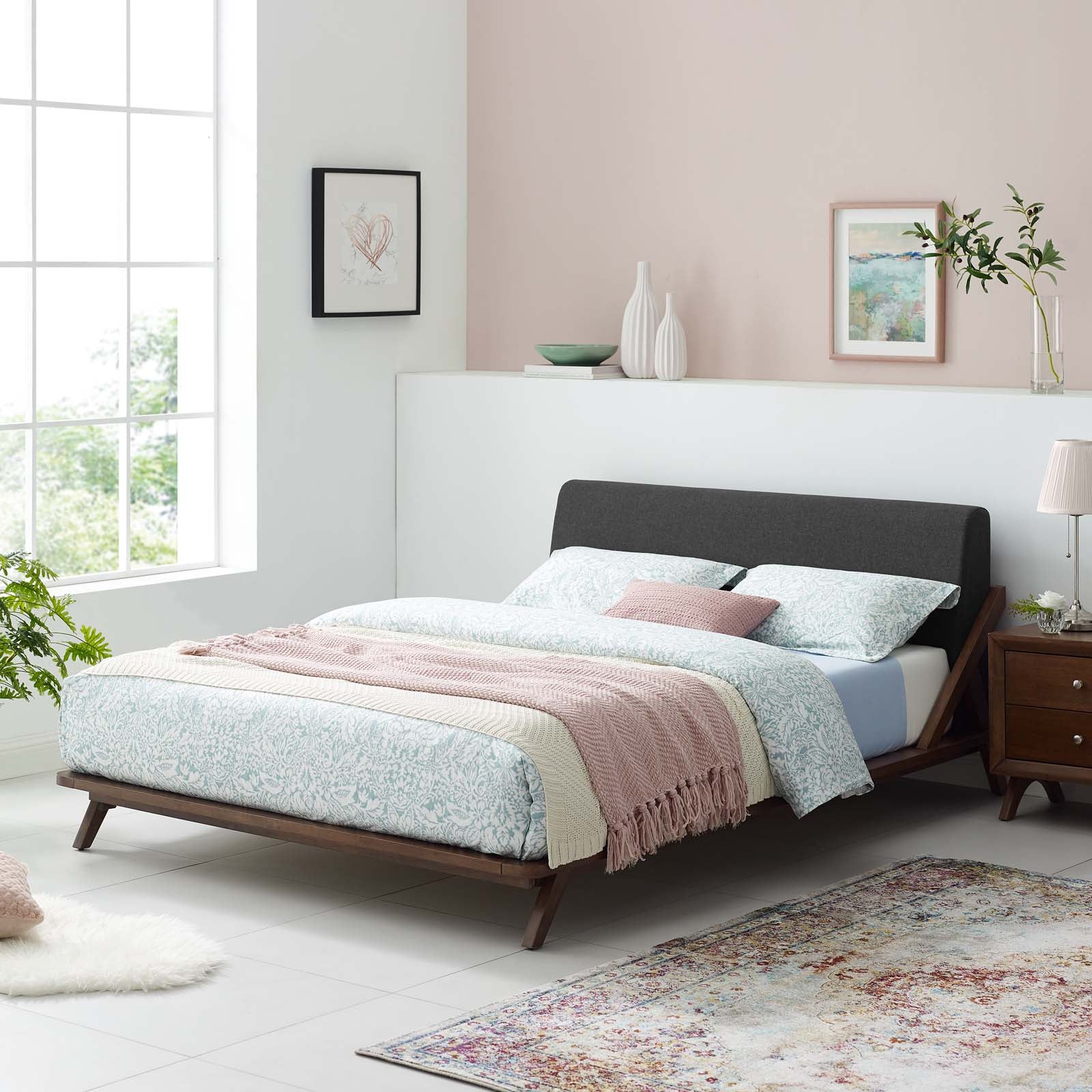 Modway Luella Upholstered Fabric Platform Bed, Queen