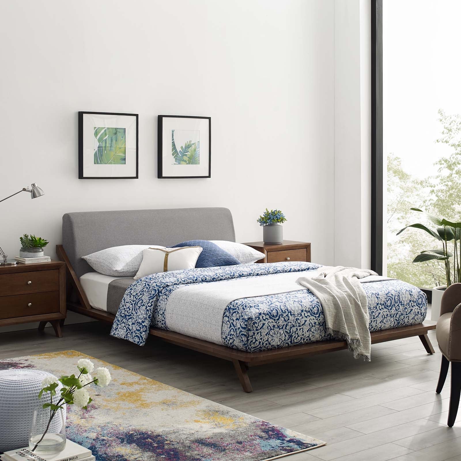 Modway Luella Upholstered Fabric Platform Bed, Queen
