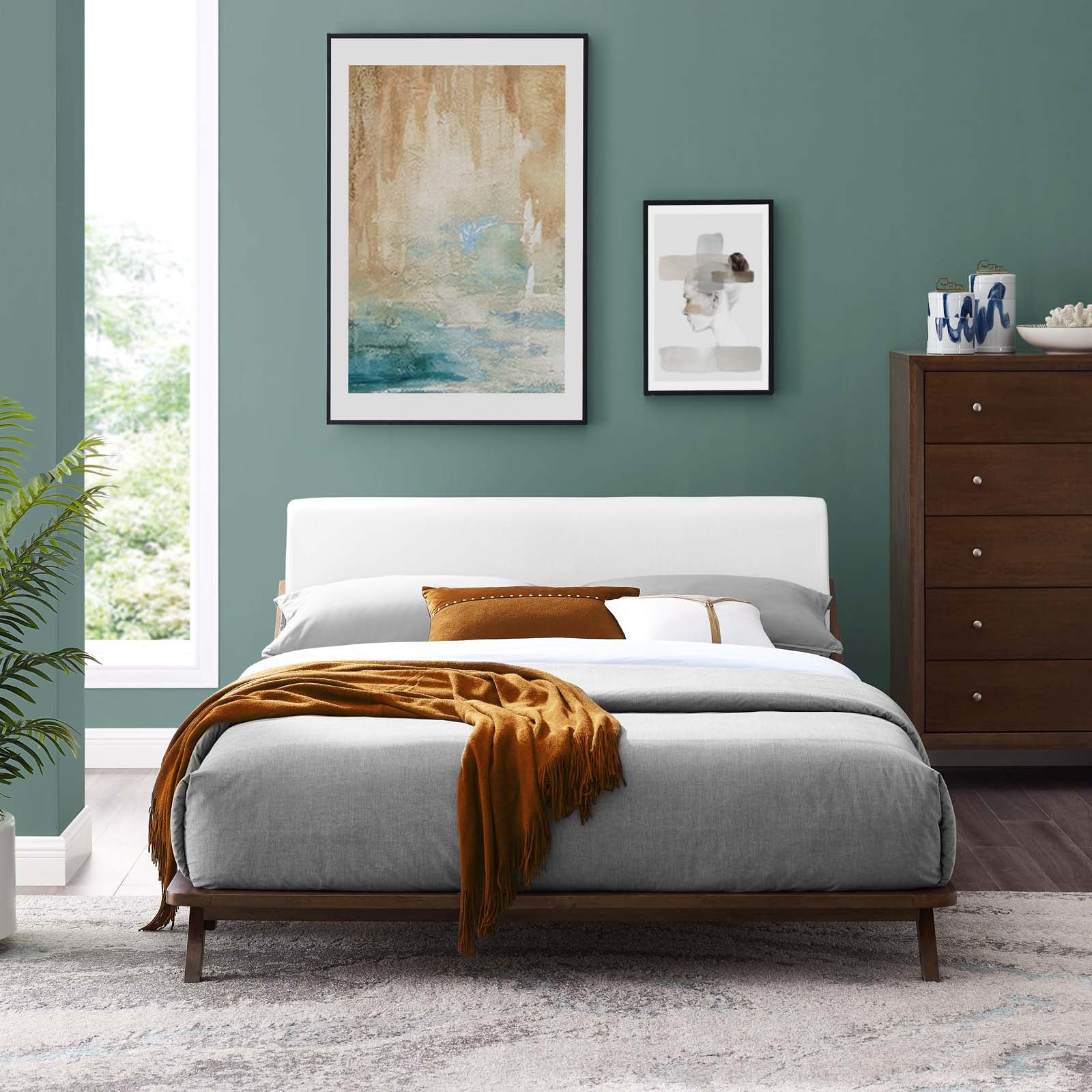 Modway Luella Upholstered Fabric Platform Bed, Queen