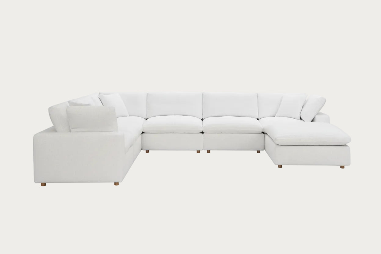 White sectional sofa on a white background