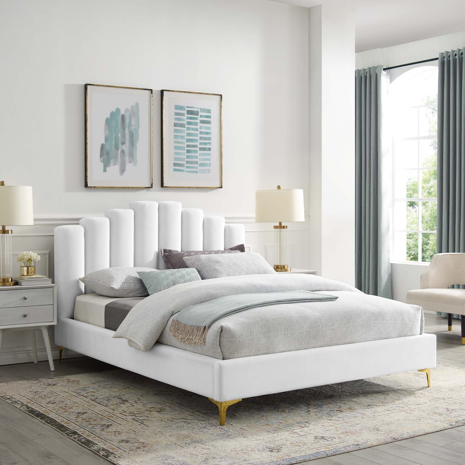 Modway Olivia Performance Velvet Platform Bed, Queen