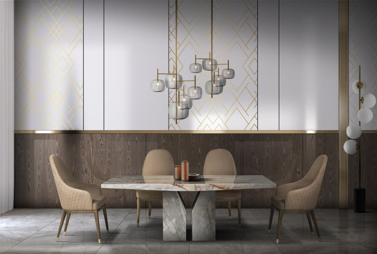 Stone International Zenith Rectangular Dining Table with Wood Base