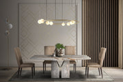 Stone International Zenith Rectangular Dining Table with Wood Base